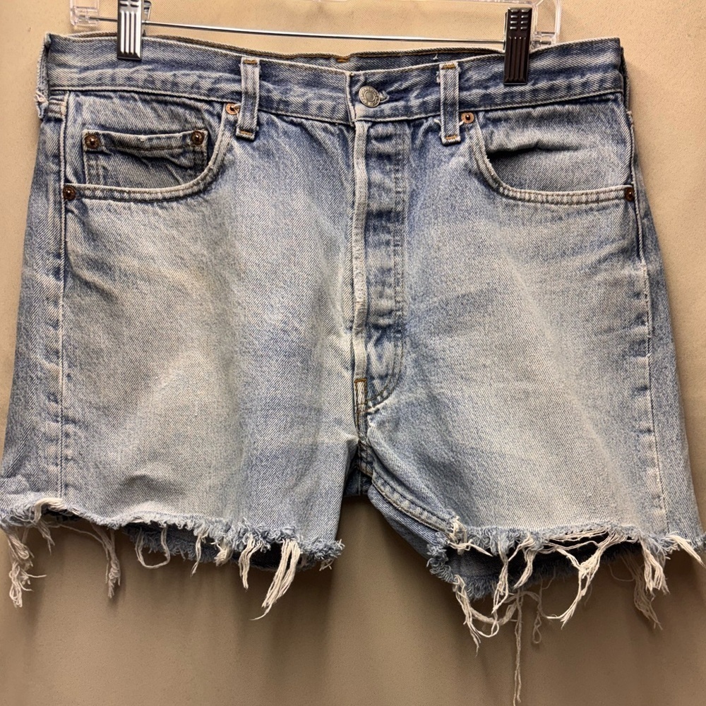 Levi’s Vintage 1980’s Red Tag 501 Denim Distressed Cutoffs button up No back Tag